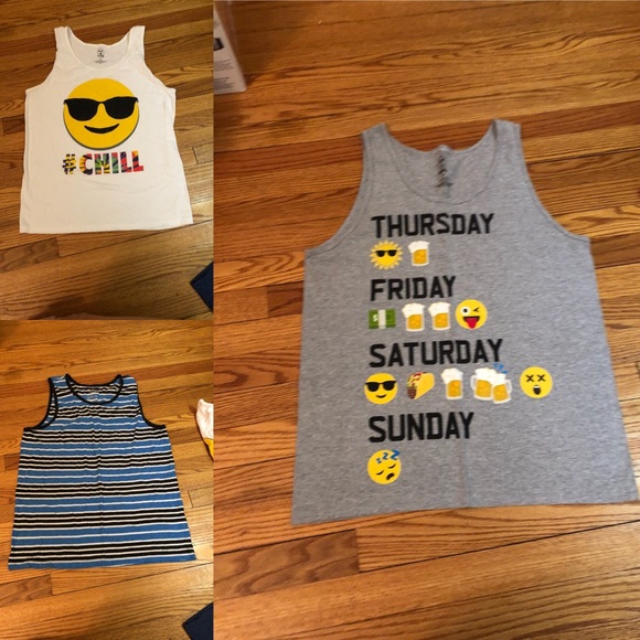 Other - Set of 3 men’s tank tops, emojis and stripes